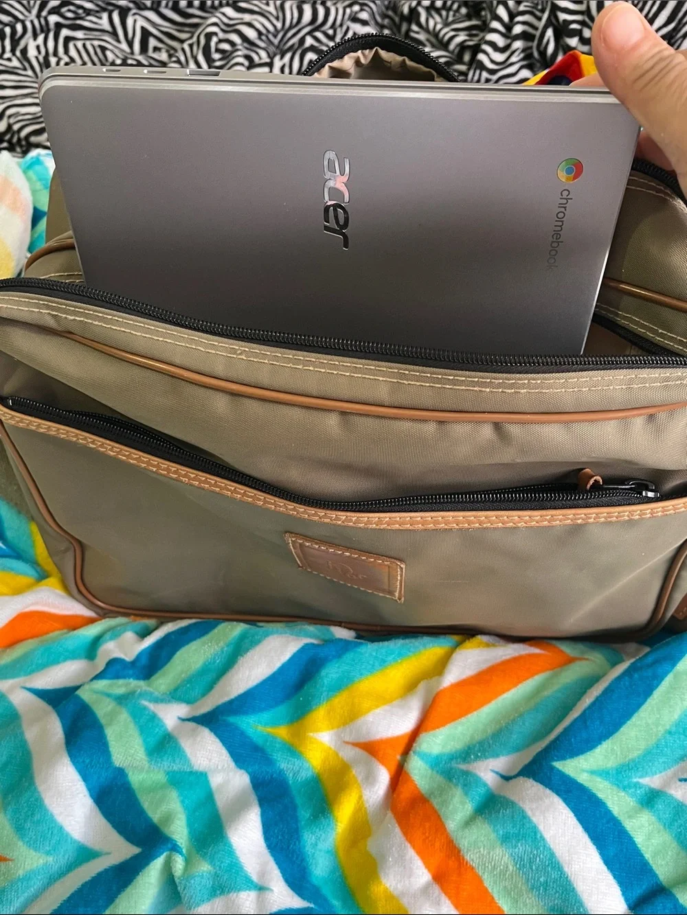 Dior Olive Messenger Bag with Tan Trim